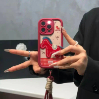 Sarung telefon baharu bertema Tahun Baru dengan motif kuda comel untuk iQOO 13/12 Pro/11 Pro/11S/10/