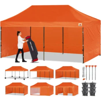 Heavy Duty Pop Up Canopy Tent With Sidewalls 10x20 Waterproof Outdoor Awnings Orange Freight Free Garden Camping Supplies Tents