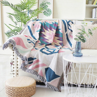 幾何圖案沙發套居家布藝防塵保護罩沙發墊全蓋沙發巾線毯針織提花