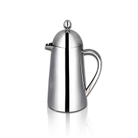 1L錐形雙層全不銹鋼咖啡壺沖茶濾茶器茶壺家居實用濾壓壺水壺茶壺
