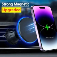 RGB Magnetic Car Wireless Charger For iPhone 12 13 14 15 Pro Max Mini Magnet Car Phone Holder Stand Mount Fast Charging Station
