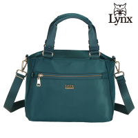 【Lynx】美國山貓輕量尼龍布包多隔層機能兩用包 手提/斜背 墨綠色