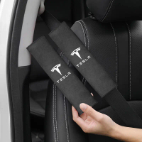 ที่หุ้มสายคาดเข็มขัดนิรภัยในรถยนต์ แผ่นรองไหล่หนังกลับนุ่ม สำหรับ Tesla Model 3 Model S Model X Mode