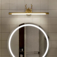 LED Lighting Mirror Bathroom Makeup Vanity Cabinet Wooden Black/Gold Bathroom Decorative Wall Lamp Interior Modern Lighting