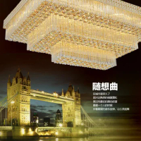 New S gold crystal ceiling lamp rectangular double crystal lamp LED living room lamps ceiling lamps lighting fixture led lights