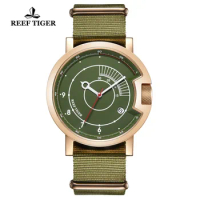 Reef Tiger/RT Luxury Brand Men Designer Watch Waterproof Army Green Military Watches Roes Gold Mechanical Sport Watch RGA9035