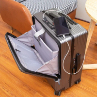 Aluminium Frame Trolley Luggage Business Travel Suitcase On Wheels Suitcase Laptop Bag Rolling luggage With Micro USB Package