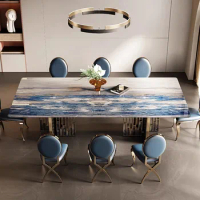 Light luxury marble dining table and chair combination of modern simple villa rectangular dining table table home