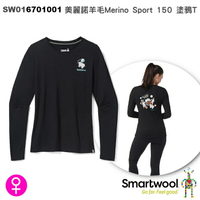 【速捷戶外】美國 Smartwool SW016701001 女 Merino Sport 150 美麗諾羊毛塗鴉Tee(美麗諾羊太空探險 黑色),柔順,透氣,排汗, 抗UV