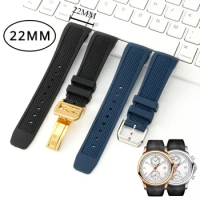 22mm Watches Accessories for IWC 390211 390209 390502 356802 Series Watchband Rubber Strap Man Watch Band Silicone Bottom MEN