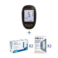 台灣製造 - Fora 6 多功能血糖機 + Fora採血針(100支) + Fora三合一/血酮/尿酸/膽固醇試紙各一盒 – 快速準確測量六大健康指數 適用於關注血糖/血酮/尿酸/膽固醇等人士 