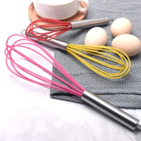 Food Grade Silicone Manual Whisk Egg Whisk Stainless Steel Handle Hand Soap Cream Butter Cake Stirrer Cooking Utensils