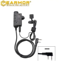 Earmor Tactical Headset PTT Military Headset Adapter Tactical Communications Headset PTT Extension Cord Fits Various Jacks