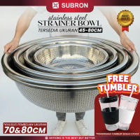 SUBRON Baskom Besar Jumbo KHUSUS 70 CM DAN 80 CM FREE TUMBLER Model Lubang Saringan BGN MBG Wadah Ti