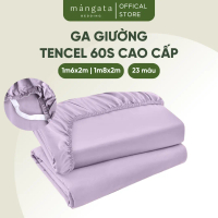 Ga giường lụa mát lạnh Tencel 60s Mangata Bedding, ga trải giường size 1m6x2m và 1m8x2m màu trơn bo
