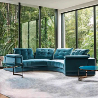 Italian furniture / Finnish D Italian light luxury fabric sofa villa theater living room arc sofa combination
