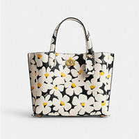 Coach 專櫃春夏新品 COACH 花朵真皮斜背包 Willow Tote 24 With Floral Print