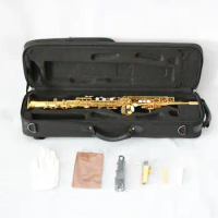 Professional Soprano Sax Straight Bb Tone Gold Sax Chinese Musical Instrument Soprano Saxophone (FSS-300)