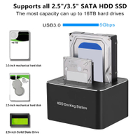 SATA To USB 3.0 Multi Hard Drive Docking Station รองรับออฟไลน์ Clone 2 Bay HDD Docking Station สำหรับ2.5 "3.5" HDD Enclosure