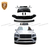 For 2020 Bentley Bentayga Upgrade New Style V8s Body Kits PP Material Front Bumper Lips Rear Diffuser Carbon Fiber Car Spoilers