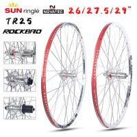 SUNRingle TR25 /Rockbao MTB Bike Wheelset 26/27.5/29inch Novatec D041/D042 7-12S HG/MS/XD Cassette Vacuum Silvery Bicycle Wheel