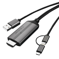 MiraScreen LD36 二合一有線影像轉接器(Lightning/Type-C) HDMI 轉接線 同屏器 手機轉接電視螢幕【愛瘋潮】