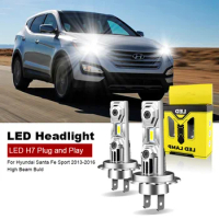 2PCS For Hyundai Santa Fe Sport 2013-2016 High Beam Led Bulb H7 Without Fan Headlight Bulb 60W 6000K Plug and Play 12V H7