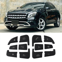 อะไหล่ ชุดสติกเกอร์คลุมปุ่มพวงมาลัยรถ สีดำ วัสดุ ABS จำนวน 12 ชิ้น สำหรับ Mercedes Benz รุ่น C (W205