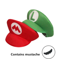 Super Mario Bros Hat Beard Set Cosplay Props Party Toys Kawaii Anime Figure Mario Luigi Cap Birthday Gifts for Kids