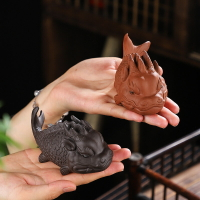 描金紫砂茶寵貔貅創意個功夫茶具茶道擺茶盤養陶瓷