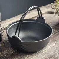Japanese Soup Pot Cast Iron Bouilli Home Uncoated Old Pig Iron Thick Portable Pan for Cooking