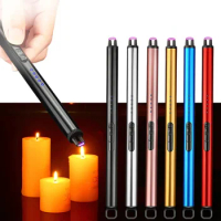 Pulse Candle Lighter Electric Arc Windproof Gas Stove Kitchen Long Flameless Plasma Lighter Outdoor Portable Camping Lighters