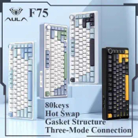 Aula F75 Mechanical Keyboard 80 Key Gasket Structure Full-Key Hot Swap Rgb Three-Mode Wireless Bluetooth Gaming Keyboard Office