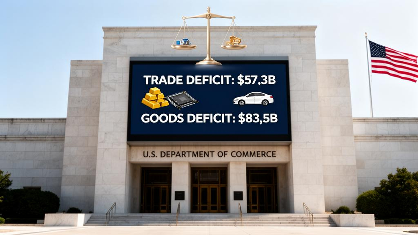 U.S. Trade Deficit Moderately Widens to $57.3 Billion in February ...