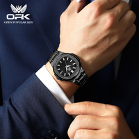 OPK แบรนด์หรูนาฬิกาผู้ชาย3D แกะสลักแบบ Dial ธุรกิจแฟชั่นนาฬิกาข้อมือชายกันน้ำสแตนเลสนาฬิกาควอทซ์สำหรับผู้ชาย