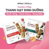 [COMBO 2 HỘP] Thanh Năng Lượng Siêu Hạt 3 Vị Muối Hồng Dark Choco ( Socola )  Rong Biển Hebekery - H