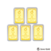 JoveGold漾金飾 守護平安黃金條塊 - 伍台錢*5（共25台錢）