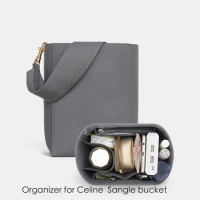 Felt Storage Bag For celine sangle bucket Bag Large Capacity With Cover Travel Insert Liner Bag Zipper Organize Cosmetic Bag