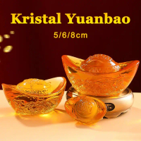 Yen Pao Kristal Yellow Crystal Yuan Bao Dragon Pattern Ornamen Feng Shui Yuan Bao Decorations