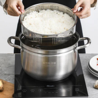 Steamer 304 Stainless Steel Household Cooking Pot One-layer Rice Cooker Single-layer Multi-purpose Water-proof Cooking