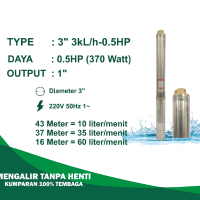 HCL 0,5HP + KABEL POMPA AIR SUBMERSIBLE POMPA AIR TANAM POMPA AIR SATELIT