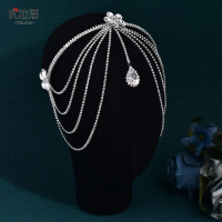 Headband, high-value forehead, water drop code chain, headband, bridal foreign style hair accessorie