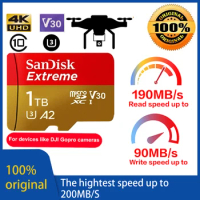 SanDisk 128GB 64GB 256GB Memory Card Extreme MicroSD Cards Micro SD Card SDXC A2 U3 V30 Max 160MB/s Flash TF for DJI