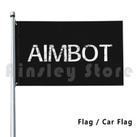 Aimbot Flag Car Flag Printing Custom Black White Black And White Distressed Text Typography Grunge Word Meme
