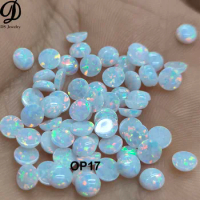 100pcs 4mm Round Cabochon Synthetic Opal Gems OP17 White OP05 Blue Opal Loose Gemstone