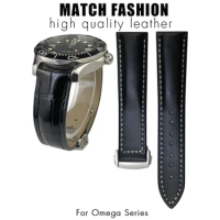 18mm 19mm 20mm 21mm 22mm Genuine Leather Watch Strap for Omega Speedmaster Seamaster De Ville Colorful Watchband Bracelets