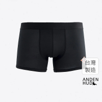 【Anden Hud】男款_吸濕排汗機能系列．短版腰帶平口內褲(黑-無所畏懼)