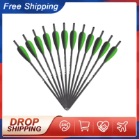17/20/22 Inches Crossbow Carbon Arrow Target Arrows with 125 Grain Crossbow Arrow Heads 2 Green 1 Black Feather Hunting