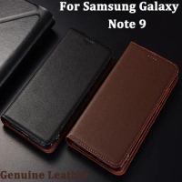 For Samsung galaxy Note 9 Case Luxury Genuine Leather flip Case For Samsung Note9 Cover leather Protection Shell back cover