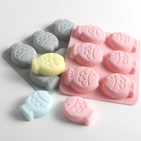 【嫩粉魚】矽膠6連鯛魚燒模具(製冰盒 造型冰塊 冰塊模具 巧克力模 餅乾模具 肥皂模具 蛋糕模具 烤盤)